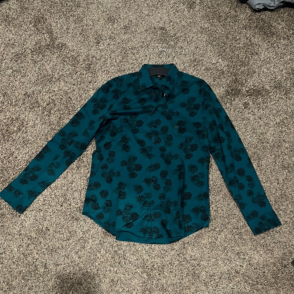 Teal button down shirt from Express